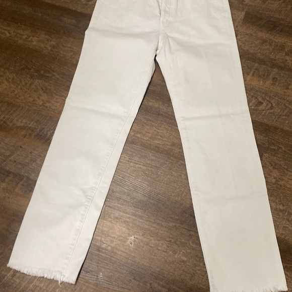 MOTHER THE SCRAPPER CUFF ANKLE FRAY IN TOTALLY INNOCENT HIGH WAISTED STRAIGHT - Picture 10 of 14